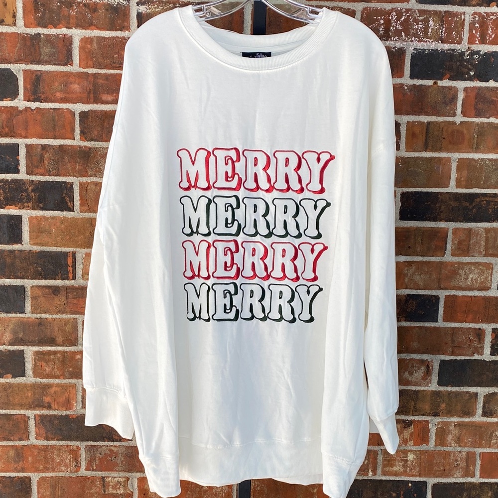 Feeling Festive Sweatshirt White Merry 2X